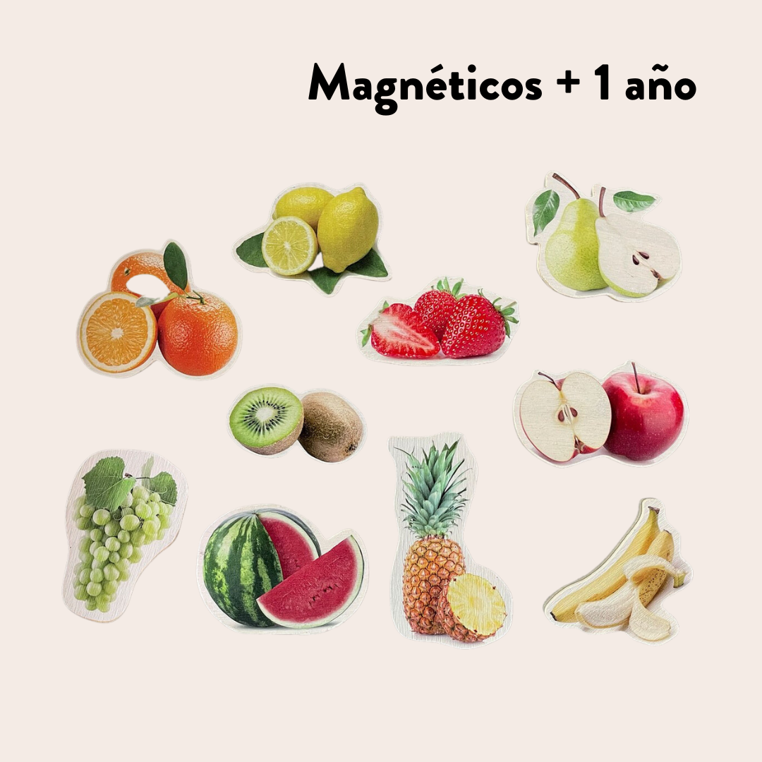 Frutas de madera con top iman