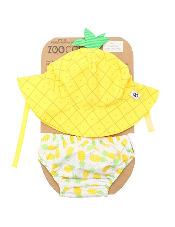 Conjunto de bañador pañal y gorrito piña - Zoocchini