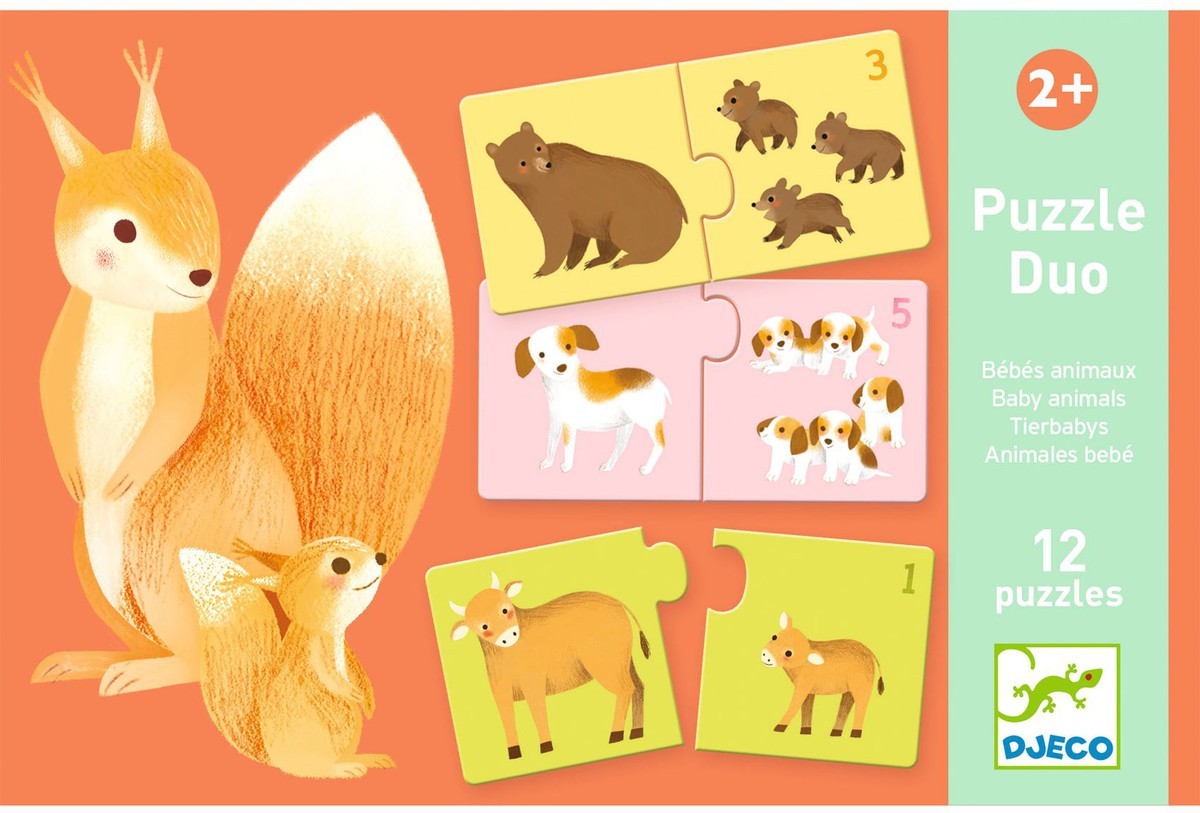 Puzzle de asociación "Baby animals" - Djeco