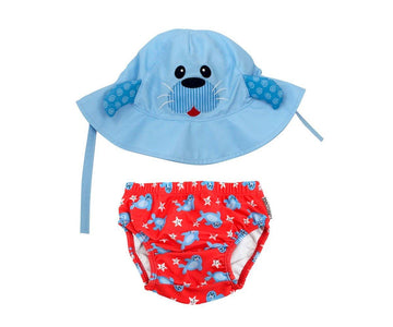 Conjunto de bañador pañal + gorrito foca - Zoocchini