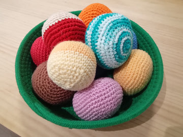 Pelotas crochet colores lisos para cesto de los tesoros