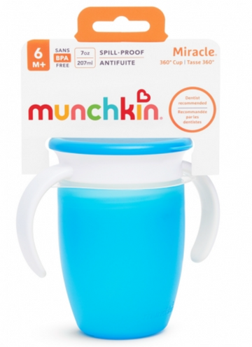 Taza antigoteo Munchkin Miracle 360 con asas y tapa Azul