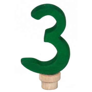 Número 3 (tres) de madera para anilla de cumpleaños Waldorf