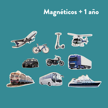 Set de 10 Figuras Magnéticas de Transportes | Nowordbooks en Ecotribu