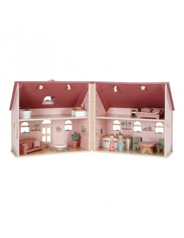 Mini casa de muñecas portable de madera