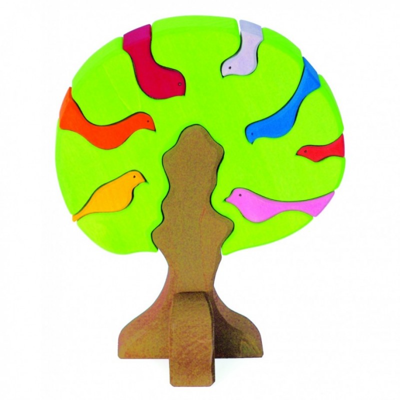 Puzzle de madera árbol con pájaros Nic Toys