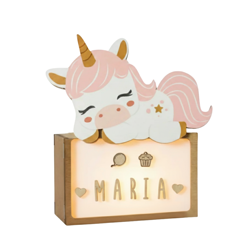 Lámpara de noche madera unicornio - Vintiun