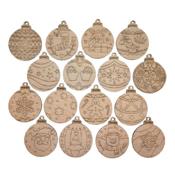 Bolas de madera navideñas para colorear - Diverkion