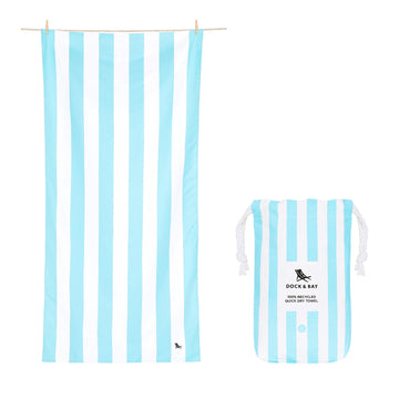 Toalla de playa 160x90 rayas azul cielo - Dock&Bay