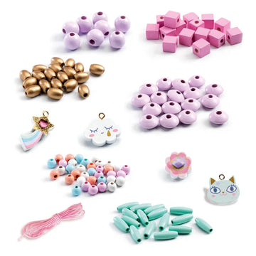 Perlas de madera para pulseras Arcoíris