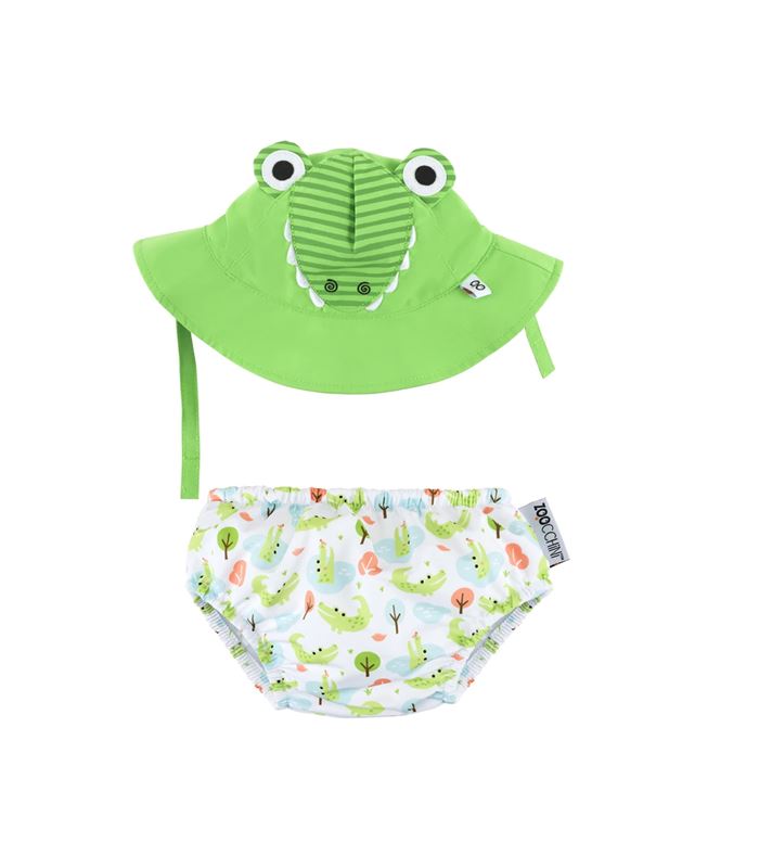 Conjunto de bañador pañal + gorrito cocodrilo - Zoocchini
